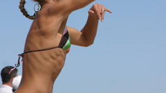 Woman bikini abs volleyball