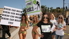 Woman bikini car wash