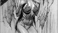 Woman bikini jungle monochrome