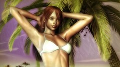 Woman bikini ponytails 3D