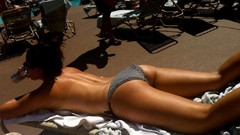 Woman bikini topless