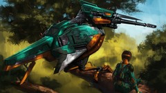 Woman Birds artwork futuristic