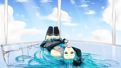 Woman Birds long hair anime girls vocaloid