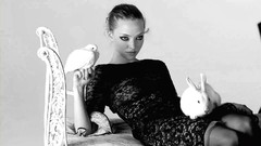 Woman Birds monochrome Bunnies amanda seyfried lying down