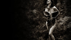 Woman Björk monochrome nude