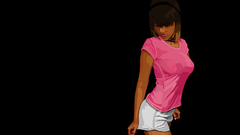 Woman black background