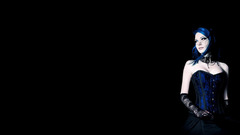 Woman black background