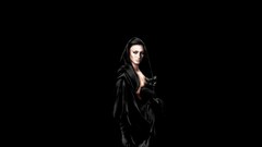 Woman black background