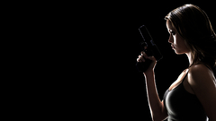 Woman black background Actress summer glau handguns
