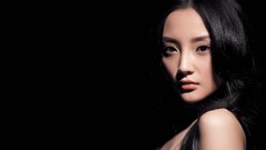 Woman black background asians Simple Background