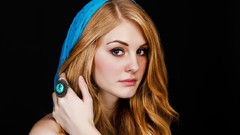 Woman black background blondes blue eyes