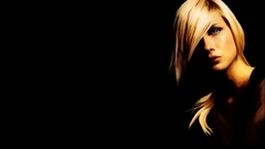 Woman black background blondes blue eyes artwork