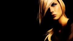 Woman black background blue eyes artwork