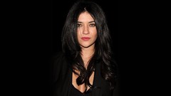 Woman black background brunettes cleavage jessica szohr