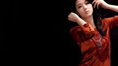 Woman black background Celebrity Actress asians black hair 