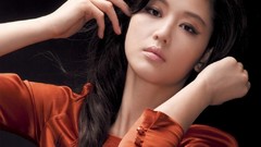 Woman black background Celebrity Actress asians long hair 