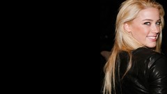 Woman black background Celebrity Actress blondes amber heard 