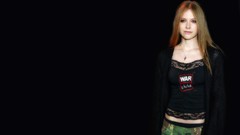 Woman black background Celebrity Avril Lavigne tank tops 