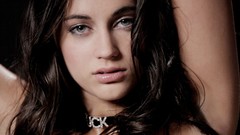 Woman black background faces brunettes choker Georgia Jones 