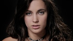 Woman black background faces brunettes choker Georgia Jones 