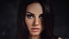 Woman black background faces brunettes mila kunis black hair 