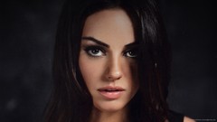 Woman black background faces brunettes mila kunis black hair 