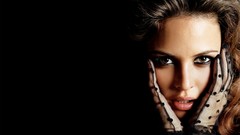 Woman black background faces brunettes models