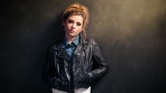 Woman black background fashion blondes models