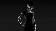 Woman black background grayscale