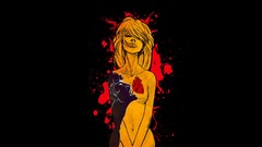 Woman black background Hearts artwork paint splatter