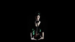 Woman black background instruments violins brunettes 