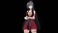 Woman black background long hair brunettes kore wa zombie desu 