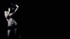 Woman black background monochrome bra panties