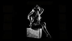 Woman black background monochrome masks bra grayscale