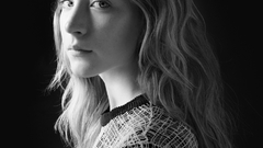 Woman black background monochrome portraits saoirse ronan
