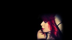 Woman black background rude