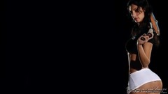 Woman black background tennis brunettes tennis racquets