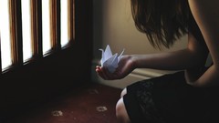 Woman black dress origami art Paper Crane