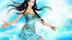 Woman black hair boobs