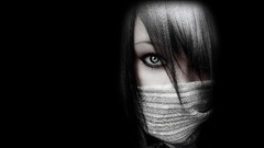 Woman black masks faces