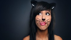 Woman black milk cat