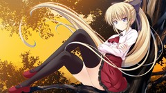 Woman blondes anime girls school uniforms