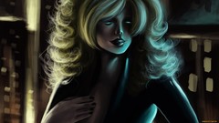 Woman blondes artistic glowing eyes