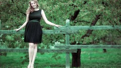 Woman blondes black dress