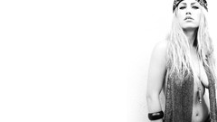 Woman blondes blue eyes headbands necklaces natural boobs 