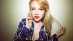 Woman blondes blue eyes piercings