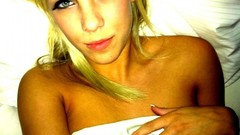 Woman blondes blue eyes strategic covering BiBi Jones