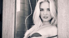 Woman blondes bra grayscale Franziska Facella