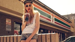 Woman blondes brunettes models