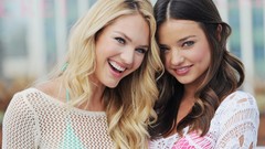 Woman blondes brunettes models miranda kerr candice swanepoel
